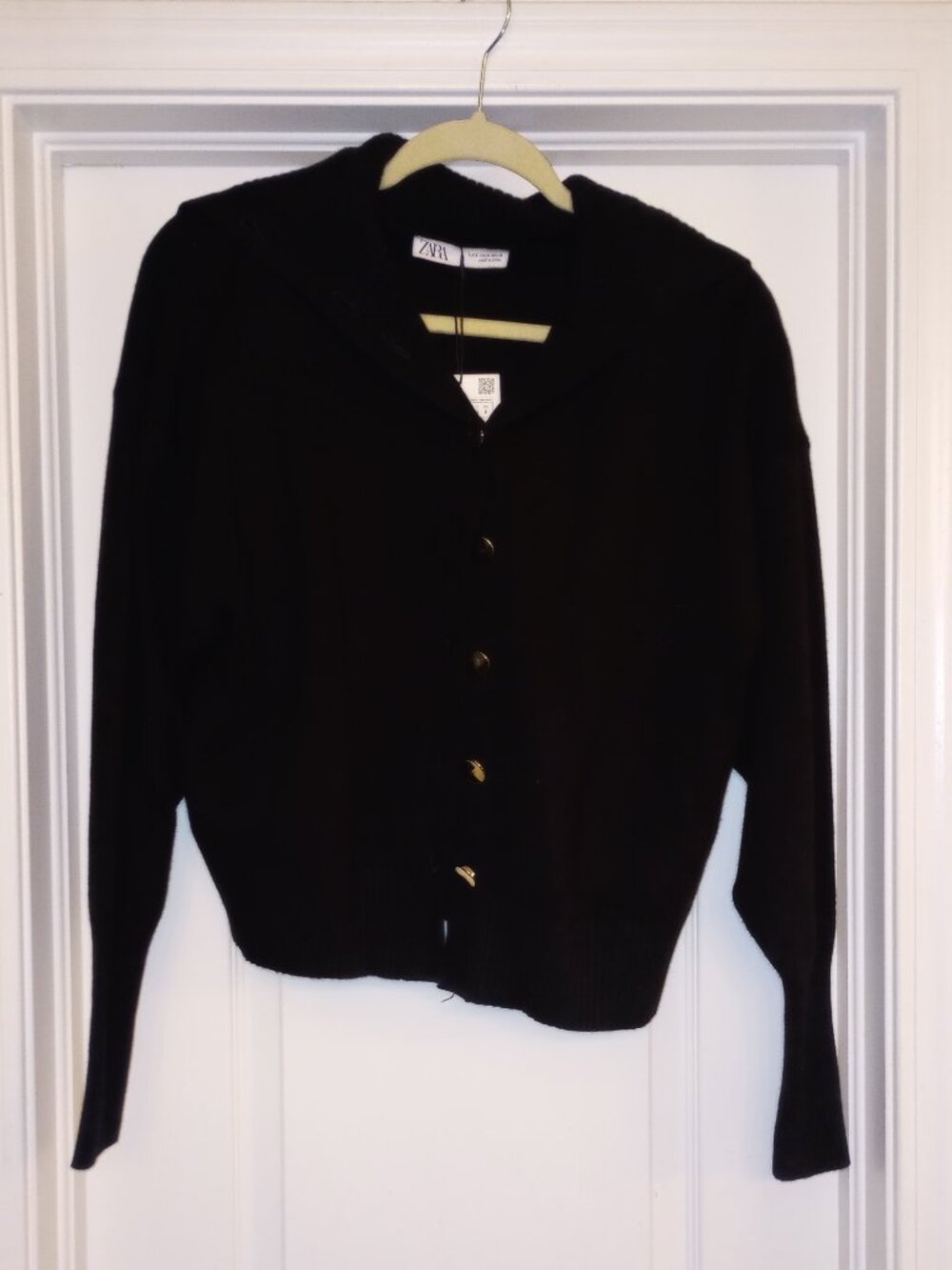 ZARA Black Thick Collar Knit Cardigan Sweater NWT - Picture 2 of 5
